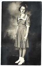 Vintage 1940 RPPC Photo Pretty Woman Polka Dot Dress Georgia Bowman Virginia picture
