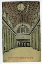 Antique Postcard Utica NY New York Central Train Station Waiting Room Posted '14 picture