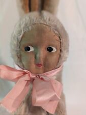 Cloth Face Antique Easter Bunny Baby Doll German? Sawdust Victorian picture