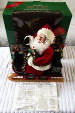 Vintage Animated Santa On Sled With Lighted Lantern Holiday Creations Rare W/Box picture