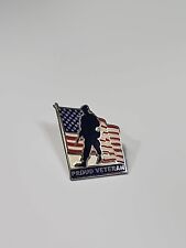 Proud Veteran Lapel Pin Soldier Silhouette USA American Flag Memorial Day picture