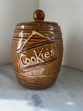 Vintage McCoy Ceramic Whiskey Barrel Cookie Jar Made In USA 1950s  picture