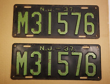1937 New Jersey License Plate Pair Tag# M31576 picture