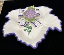 Vintage Bella Casa By Ganz, Purple/White Hydrangea Ceramic Leaf Dish picture
