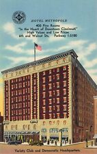 Postcard Hotel Metropole 6th & Walnut Sts. Cincinnati Ohio Linen c1940s Vintage picture