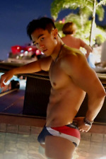 Shirtless Male Muscular Asian Hunk Speedo Swim Pool Beefcake PHOTO 4X6 H563 picture