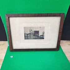 Antique SIGNED Wallace Nutting Hand Colored Print / Photo Woman Fireplace Home picture