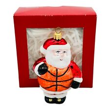 Nordstrom at Home Poland Glass Santa Claus Basketball Christmas Ornament 4” picture