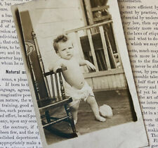 Antique RPPC Cute Grumpy Baby In Cloth Diaper Standing On Porch Bridgeport, Ohio picture