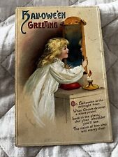 Antique 1914 Clapsaddle Halloween Girl Looking In Mirror Postcard picture