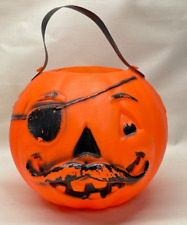 Rare Vintage Halloween Blow Mold Pirate Jack-O-Lantern Candy Bucket picture