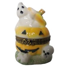 Halloween Ghost Pumpkin Skull Herco Hinged Box Collection Ceramic Trinket 3.25