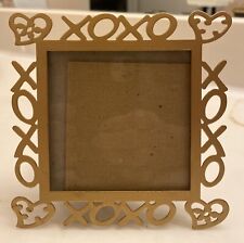 Goldtone Holds 3.25” Square Photo Frame Desk XOXO Kisses Hugs Heart Elsa Vtg 5x5 picture