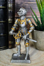 Medieval Pewter English Knight Drawing Sword Statue 4