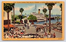 c1940s~Avalon California CA~Daily Steamer Ship~Pier~Catalina Island~VTG Postcard picture