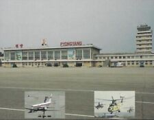 Pyongyang Airport North Korea - Air Koryo Tupolev 204 & Helicopter - postcard picture