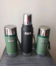Vintage Stanley Aladdin, Classic Green -  Black Vacuum Thermos Bottles LOT OF 3 picture