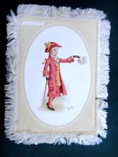 1880s antique victorian CHRISTMAS GREETING CARD KATE GREENAWAY silk fringe picture