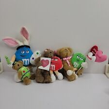 Lot of 3 M&M's Brand Presented By Boyds Bears Plush Red Heart Green Blue Easter picture