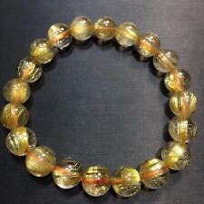 Top Genuine Natural Gold Rutilated Quartz Round Beads Jewelry Gift AAAA9.51mm picture