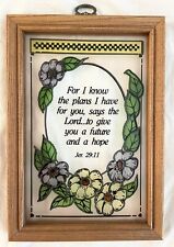 Hand Painted Stained Glass Framed Bible Verse 10”x7” picture
