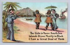 215 GIRLS IN THE SOUTH SEAS MILITARY HAWAIIAN ISLANDS HAWAII POSTCARD (c. 1910) picture