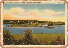 Metal Sign - Maine Postcard - Gilbert's Lobster Pound and Cabins, Pemaquid Beac picture