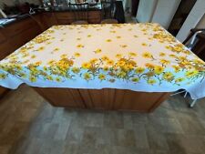Fallani & Cohn Vtg  MCM Cotton Tablecloth Yellow Daisies signed Luther Travis picture