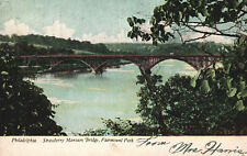 VINTAGE POSTCARD STRAWBERRY MANSION BRIDGE FAIRMOUNT PARK PHIL DOUBLE CANCE 1907 picture