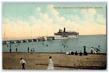 c1910 Bathing Scene, Steamer Americana at Crystal Beach Canada Postcard picture