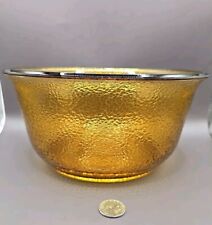 Vtg 1950's GE Amber Mixing Bowl 4.75” Tall X 9.5” Wide.  Pebble Textured Glass. picture