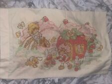 Vintage Strawberry Shortcake Twin Sheet Set Fabric American Greetings pillowcase picture
