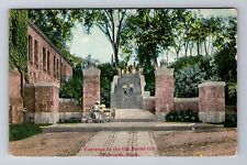 Plymouth MA-Massachusetts, Entrance to Old Burial Hill, Antique Vintage Postcard picture