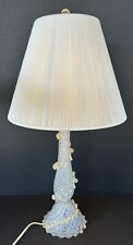 Barovier & Toso Murano Glass Lamp Hand Blown White Gold Ruffles Mid Century picture