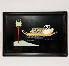 Vintage Couroc Of Monterey Swan Boats Of Boston Bar Tray 18