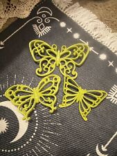 Vintage 1970’s 3D Butterfly Syroco Wood Wall Plaques X 3 Lime Green Homco 1978 picture