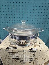 VTG MCM Old PYREX  2 Qt Clear Round with Lid And cradle exc. condition Antique picture