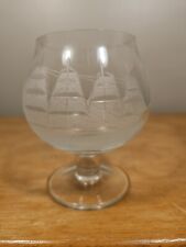 Crystal Toscany Snifter Brandy Glass Etched Hand Blown Hand Cut Clipper Ships picture