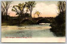 Postcard Twin Bridges, Hillsboro Bridge NH 1910 L185 picture