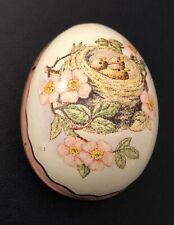 Vintage Vtg. Retro Easter IAN LOGAN Design Swiss Made Metal Tin Egg w. Bird Nest picture