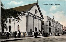 HONOLULU, HI Hawaii CATHOLIC CHURCH  Parishioners Outside c1910's Postcard J35 picture