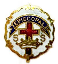 Small Vintage EPISCOPAL SUNDAY SCHOOL Enameled Pin 0.75 Inch picture