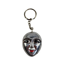 Silver Tone Metal Face Mask Key Chain picture