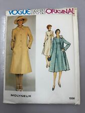 VOGUE 1356 Molyneux VTG 70s Sewing Pattern UNCUT Designer Coat & Dress Size 12 picture