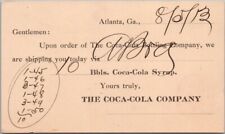 Vintage 1913 COCA COLA COMPANY Business Postcard Receipt Card / Atlanta Georgia picture