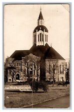 c1911 Postcard KS First Baptist Church Topeka Kans. Kansas RPPC Horse Buggy picture