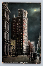 St. Paul Building Moon Night View Broadway New York Postcard c1907 picture