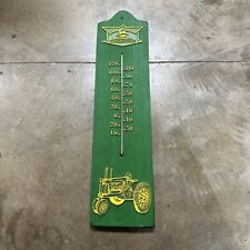 RARE Large 29” JOHN DEERE  THERMOMETER Faux Wood Green & Yellow Works Excellent picture