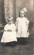 VINTAGE RPPC REAL PHOTO POSTCARD TWO YOUNG BLONDE CHILDREN c1910 080123 S picture