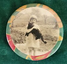 Vintage 1920s-40s Celluloid Photo Pocket Mirror Little Girl with Cat 2